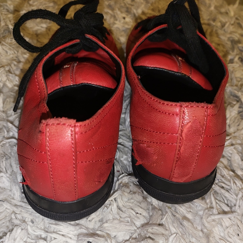 100% AUTHENTIC VIBRANT RED PRADA LEATHER SNEAKERS TRAINERS UNISEX ADULTS KIDS - Picture 4 of 16